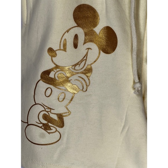 NWT Disney Mickey Mouse Gold Foil Graphic Athletic Shorts Women Size M Yellow - Picture 3 of 5